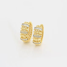 Load image into Gallery viewer, 14 K Gold Plated pendant and earrings set with white zirconia