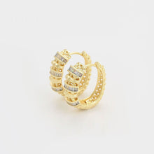 Load image into Gallery viewer, 14 K Gold Plated pendant and earrings set with white zirconia