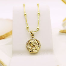 Load image into Gallery viewer, 14 K Gold Plated Virgin Mary and Jesus pendant with white zirconium