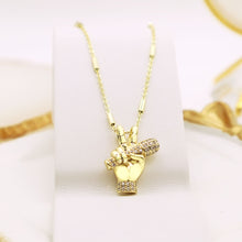 Load image into Gallery viewer, 14 K Gold Plated The Voice pendant with white zirconia
