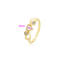 Load image into Gallery viewer, 14 K Gold Plated ring with white zirconium