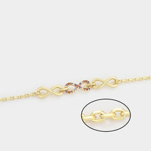 Cargar imagen en el visor de la galería, 14 K Gold Plated infinity bracelet with coloured zirconium
