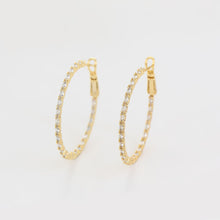 Load image into Gallery viewer, 14 K Gold Plated hoops earrings with white zirconia
