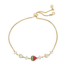 Charger l&#39;image dans la galerie, 14 K Gold Plated bracelet with strawberry and white zirconia
