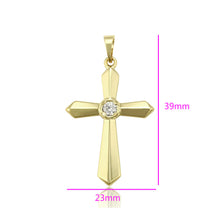 Load image into Gallery viewer, 14 K Gold Plated Cross pendant with white zirconium
