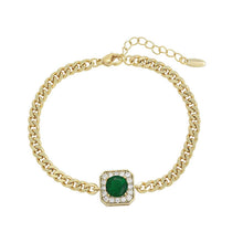 Load image into Gallery viewer, 14 K Gold Plated bracelet with green zirconia
