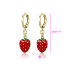 Load image into Gallery viewer, 14 K Gold Plated drop strawberry earrings
