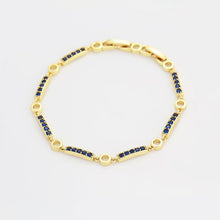 Load image into Gallery viewer, 14 K Gold Plated bracelet with blue zirconia
