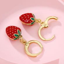 Load image into Gallery viewer, 14 K Gold Plated drop strawberry earrings
