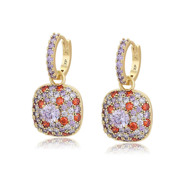 14 K Gold Plated earrings with multicoloured zirconia