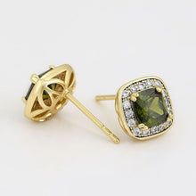 Charger l&#39;image dans la galerie, 14 K Gold Plated earrings with olive zirconia
