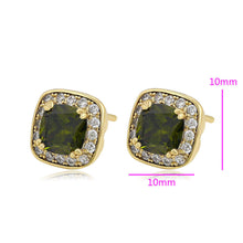 Load image into Gallery viewer, 14 K Gold Plated earrings with olive zirconia

