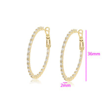 Charger l&#39;image dans la galerie, 14 K Gold Plated hoops earrings with white zirconia
