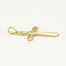 Cargar imagen en el visor de la galería, 14 K Gold Plated Cross pendant with white zirconium
