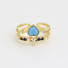 Charger l&#39;image dans la galerie, 14 K Gold Plated ring with blue zirconium
