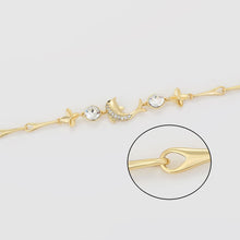 Cargar imagen en el visor de la galería, 14 K Gold Plated dolphin bracelet with white zirconia
