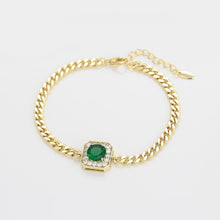 Charger l&#39;image dans la galerie, 14 K Gold Plated bracelet with green zirconia

