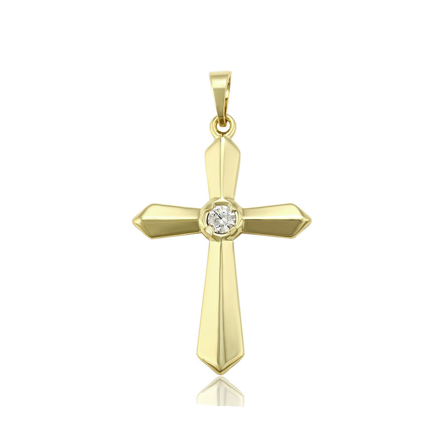 14 K Gold Plated Cross pendant with white zirconium
