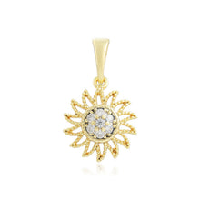 Load image into Gallery viewer, 14 K Gold Plated sun pendant with white zirconia
