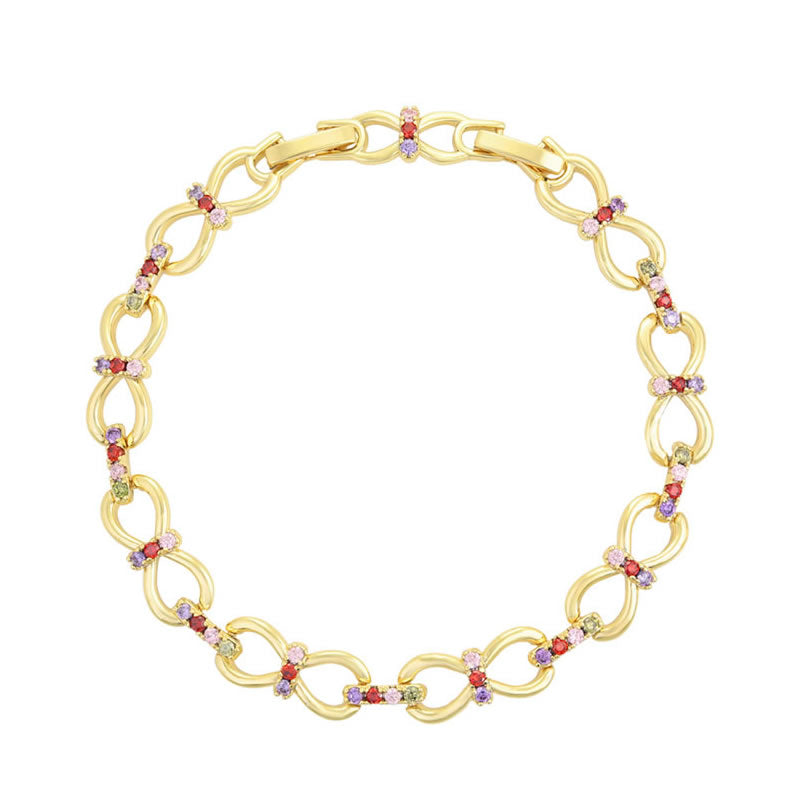 14 K Gold Plated bracelet with multicoloured zirconia