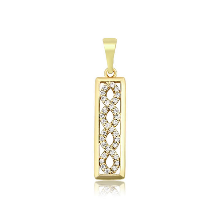 14 K Gold Plated infinity pendant with white zirconia