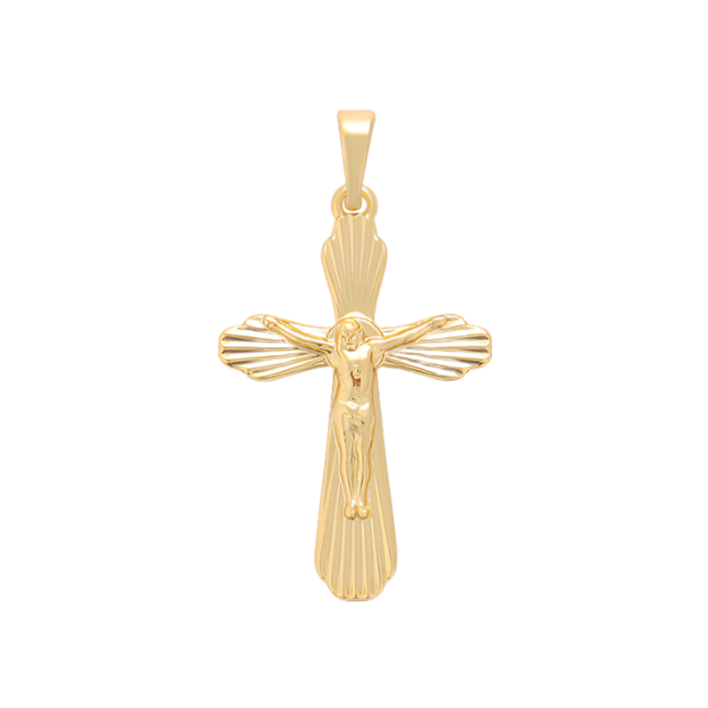 14 K Gold Plated cross pendant with necklace