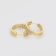 Load image into Gallery viewer, 14 K Gold Plated hoops earrings with white zirconia
