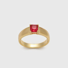 Load image into Gallery viewer, 14 K Gold Plated ring with red zirconia
