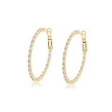 Charger l&#39;image dans la galerie, 14 K Gold Plated hoops earrings with white zirconia
