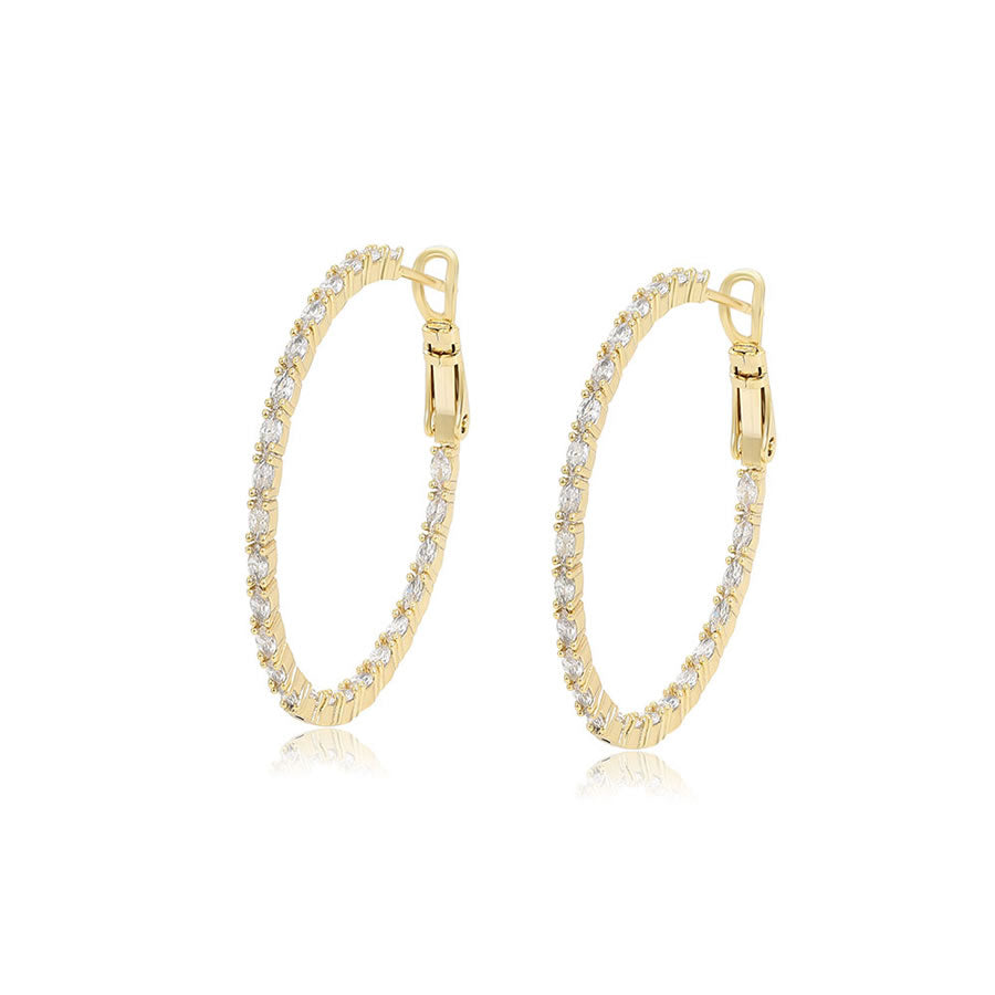 14 K Gold Plated hoops earrings with white zirconia