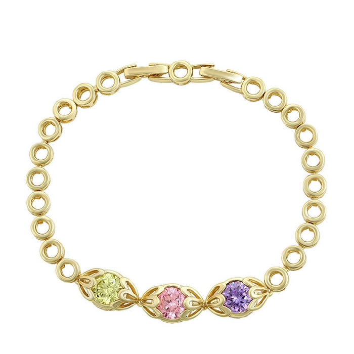 14 K Gold Plated bracelet with multicoloured zirconia