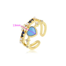 Charger l&#39;image dans la galerie, 14 K Gold Plated ring with blue zirconium
