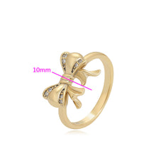 Charger l&#39;image dans la galerie, 14 K Gold Plated bow ring with white zirconia
