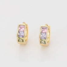 Charger l&#39;image dans la galerie, 14 K Gold Plated earrings with multicolored zirconia
