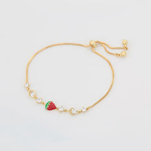 Load image into Gallery viewer, 14 K Gold Plated bracelet with strawberry and white zirconia
