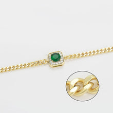 Load image into Gallery viewer, 14 K Gold Plated bracelet with green zirconia
