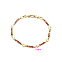 Charger l&#39;image dans la galerie, 14 K Gold Plated bracelet with red zirconia
