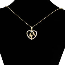 Charger l&#39;image dans la galerie, 14 K Gold Plated Mother and baby pendant with white zirconia
