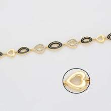 Charger l&#39;image dans la galerie, 14 K Gold Plated hearts bracelet with white zirconium
