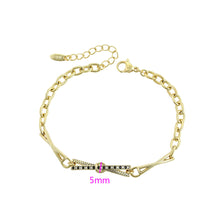 Load image into Gallery viewer, 14 K Gold Plated bracelet with black and white zirconia
