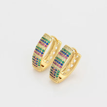 Load image into Gallery viewer, 14 K Gold Plated  earrings with multicolored zirconia
