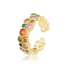 Load image into Gallery viewer, 14 K Gold Plated adjustable ring with coloured zirconia
