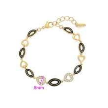 Charger l&#39;image dans la galerie, 14 K Gold Plated hearts bracelet with white zirconium
