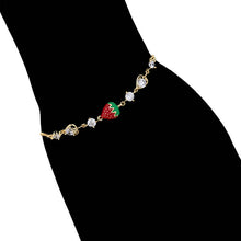 Load image into Gallery viewer, 14 K Gold Plated bracelet with strawberry and white zirconia
