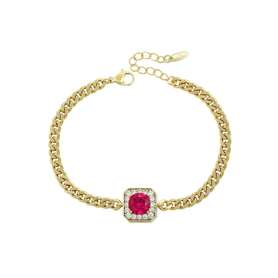 14 K Gold Plated bracelet with fuchsia zirconia