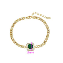 Load image into Gallery viewer, 14 K Gold Plated bracelet with green zirconia
