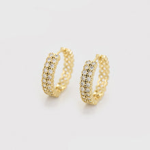 Load image into Gallery viewer, 14 K Gold Plated hoops earrings with white zirconia
