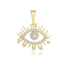 Charger l&#39;image dans la galerie, 14 K Gold Plated eye pendant with white zirconia
