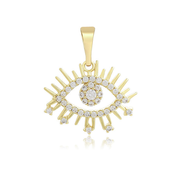 14 K Gold Plated eye pendant with white zirconia