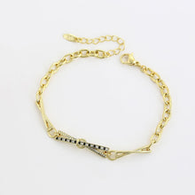 Charger l&#39;image dans la galerie, 14 K Gold Plated bracelet with black and white zirconia
